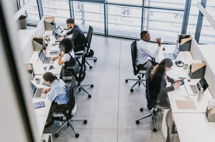 employees working at a startup