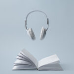 book and headphones