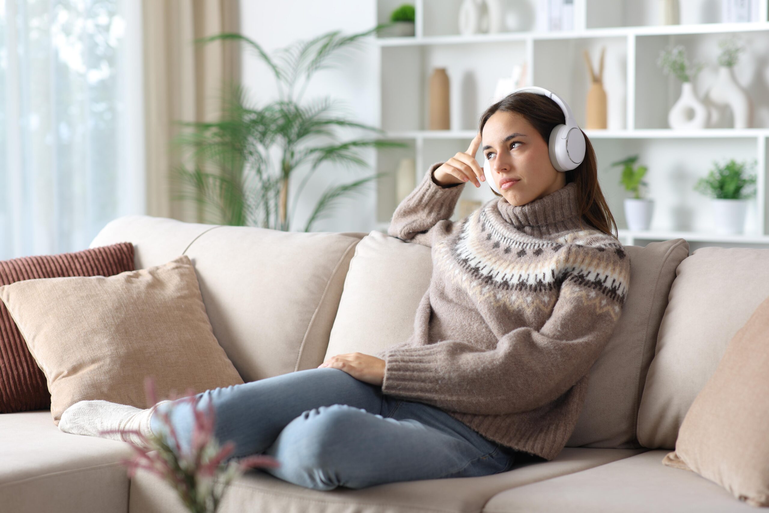 Girl listening to an Audible book